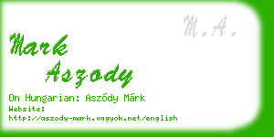mark aszody business card